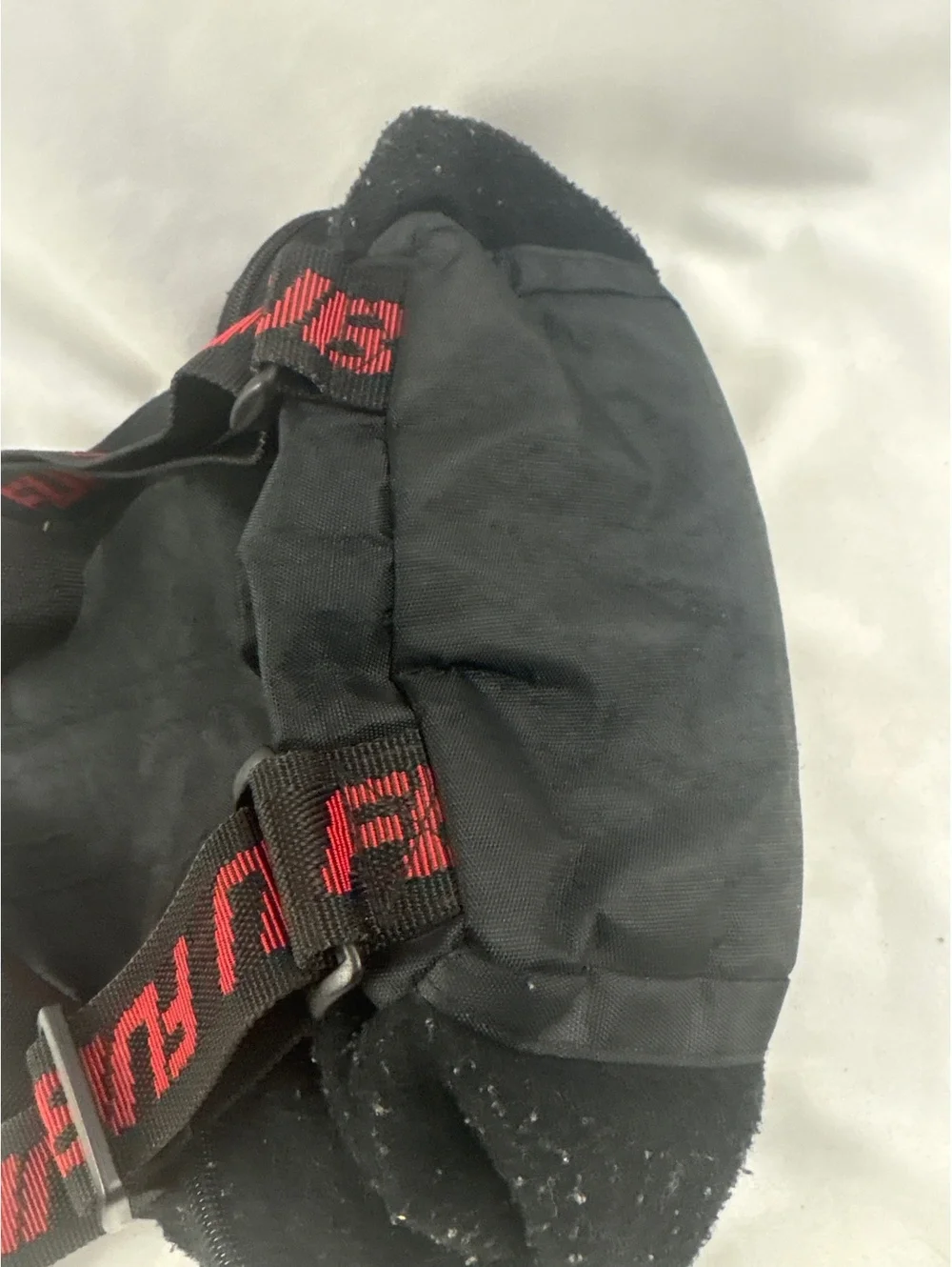 Vintage FUBU Black Sports Top Loader Backpack with Red Logo Straps